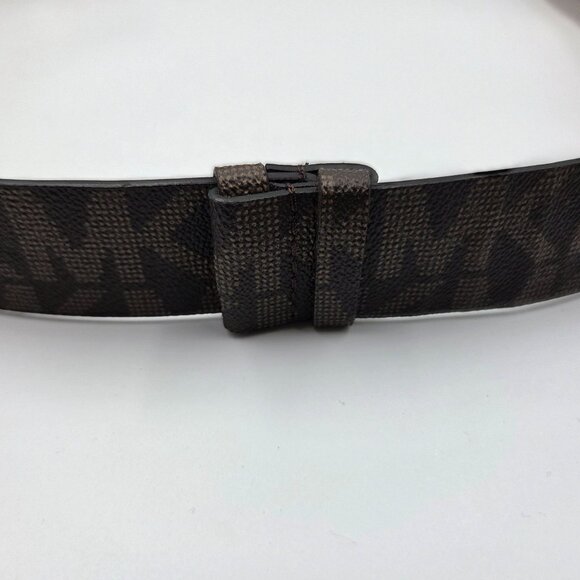 Michael Kors Belt Womens Medium Brown MK Logo Python Print Adjustable Slide NEW - Picture 6 of 10